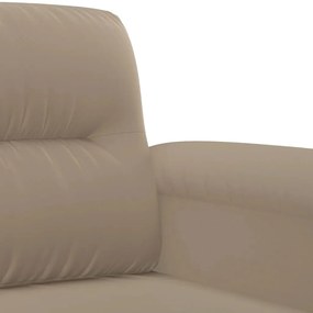 3 pcs conjunto sofás c/ almofadões microfibra cinza-acastanhado
