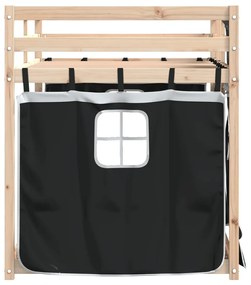 Beliche com cortinas 90x190 cm pinho maciço branco e preto