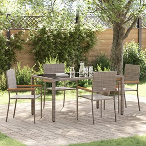 Conjunto de Jantar para Jardim vidaXL 5 Peças Cinza Rattan Poli