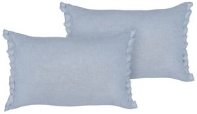 Conjunto de 2 almofadas decorativas em linho azul claro 30 x 45 cm SASSAFRAS Beliani