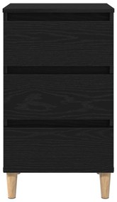Mesa de Cabeceira vidaXL com Pé de Madeira Carvalho Preto 40x35x69 cm