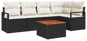 Conjunto de Sofás para Jardim 6 pcs Preto, branco Grande