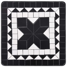 Mesa de apoio em mosaico cerâmica preto e branco