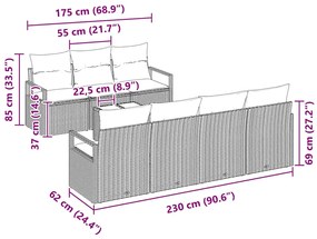 Conjunto de Sofá de Jardim 8 Peças com Almofadas em Rattan Sintético B