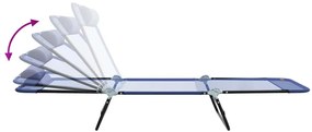 Espreguiçadeiras Dobráveis 2 pcs com Apoio de Cabeça Azul Textilene