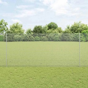 vidaXL Cerca de Fio Soldado com 22 Postes U Prateados 1,4x25 m Aço