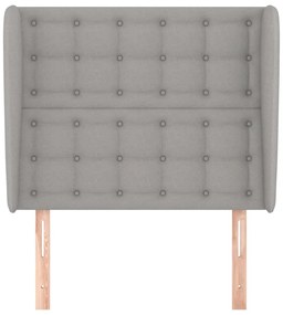 Cabeceira de cama c/ abas tecido 83x23x118/128cm cinzento-claro
