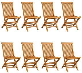 Cadeiras de jardim c/ almofadões branco nata 8 pcs teca maciça