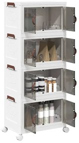 vidaXL Caixa arrumação empilhável rodas 4 camadas 28 L 48x29,5x112,5cm