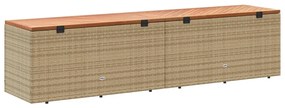 Caixa arrumação jardim 220x50x54 cm vime PE/acácia maciça bege