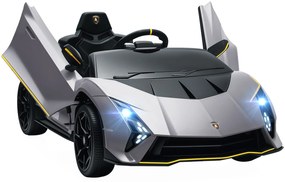AIYAPLAY Carro Elétrico para Crianças Lamborghini 12V Controlo Remoto Faróis Buzina Arranque Lento e Música MP3 114,5x64x45,5 cm Cinza | Aosom Portugal