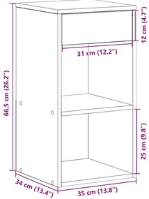 Mesa de cabeceira com gaveta 35x34x66,5 cm madeira velha