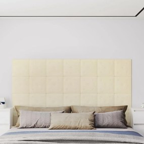 vidaXL Painel parede 12 pcs 30x30cm couro artificial 1,08 m² cor creme