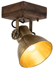 LED Foco de teto inteligente bronze com madeira 18 cm incl. WiFi A60 - Mangoes Industrial