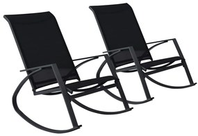 Cadeiras de baloiço para jardim 2 pcs textilene preto