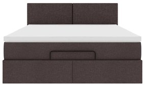 Cama otomana com colchão 140x190 cm tecido castanho escuro