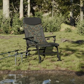 Cadeira de pesca com apoios de braços dobrável camuflagem