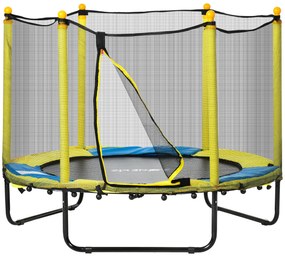 ZONEKIZ Trampolim para Crianças de 1-10 Anos com Rede de Segurança e 3 Pés de Aço em Forma de U para Interior Ø140x113 cm Amarelo