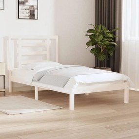 Cama sem colchão 90x200 cm madeira de pinho maciça branco
