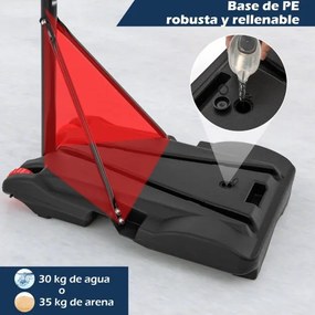 Cesto de basquetebol portátil Sistema de altura ajustável para crianças e adultos com tabela inquebrável Base insuflável Base almofadada Rodas de tran