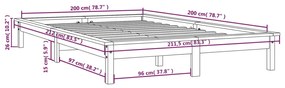 Estrutura de cama 200x200 cm pinho maciço castanho mel