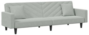2 pcs conjunto de sofás com almofadas veludo cinzento-claro