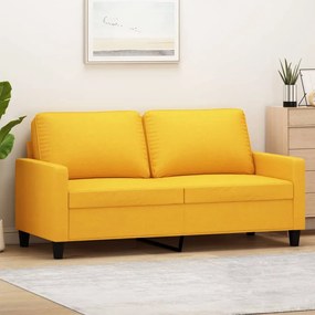 vidaXL Sofá de 2 lugares 140 cm tecido amarelo-claro