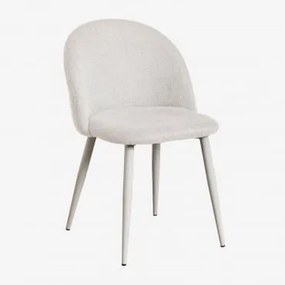 Cadeira De Jantar Kana Deluxe Toupeira Claro & Tecido Branco Quebrado - Sklum