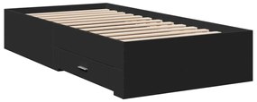 Estrutura de cama c/ gavetas 100x200 cm derivados madeira preto
