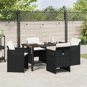 Conjunto de Jantar para o Jardim vidaXL de 5 Peças com Almofadas em Ra