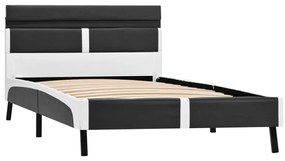 Estrutura de cama c/ LED 90x200 cm couro artificial cinzento
