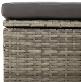 Apoio de pés p/ jardim com almofadão 55x55x30 cm vime PE cinza