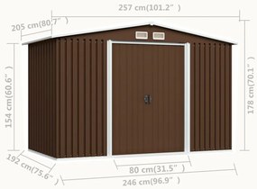 Abrigo de jardim 57x205x178 cm aço castanho