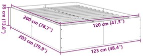 Estrutura de cama 120x200 cm derivados de madeira cinza sonoma