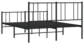 Estrutura de cama com cabeceira e pés 120x200 cm metal preto