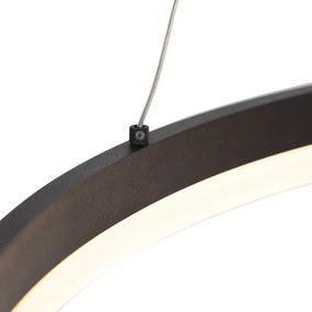 Candeeiro suspenso de design em anel preto 80 cm com LED e dimmer - Anello Design