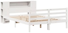 Cama com estante sem colchão 160x200 cm pinho maciço branco
