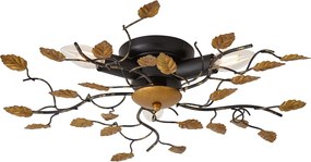 Candeeiro de teto vintage preto com dourado 50 cm 3 luzes - Foglie