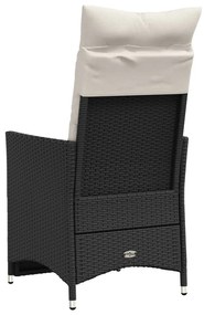 Cadeiras de jardim reclináveis c/ almofadões 2pcs vime PE preto