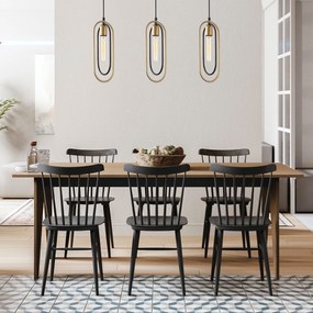 Candeeiro de Teto Cerco – Preto e Dourado – 64 x 8 cm