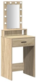 Mesa de Maquiagem com Luzes LED - Carvalho Sonoma - 50x41x140 cm