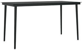 Conjunto de jantar jardim 5 peças vidro vime PE preto