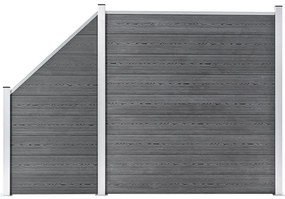 Painel vedação WPC 1 quadrado + 1 inclinado 273x186 cm cinzento