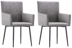 vidaXL Cadeiras de jantar com apoio de braços 2 pcs veludo cinzento