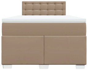 Cama boxspring c/ colchão 120x190cm couro artificial cappuccino