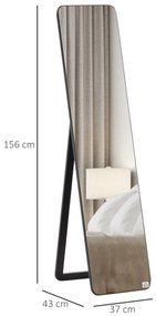 Espelho de Pé Espelho de Corpo Inteiro Retangular com 2 Formas de Uso para Dormitórios Corredor 37x43x156 cm Preto