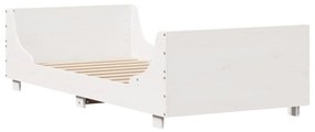 Cama sem colchão 75x190 cm madeira de pinho maciça branco