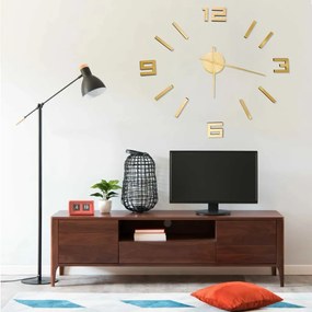 vidaXL Relógio de parede 3D com design moderno 100 cm XXL dourado