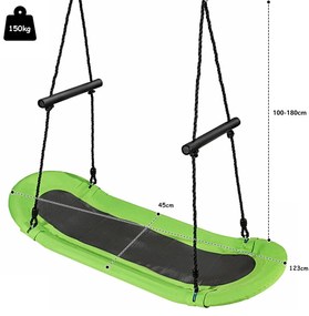 Baloiço de árvore com ângulos suaves, altura ajustável e estrutura metálica para adultos e crianças Verde