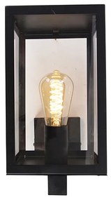 Candeeiro de parede exterior moderno preto com vidro 30 cm - Rotterdam